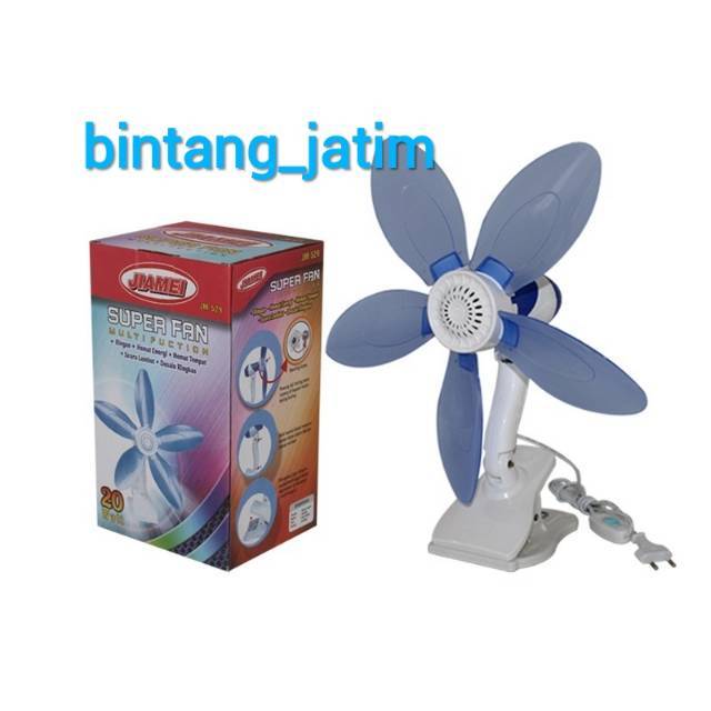 mini fan jepit 20w/ kipas angin 5 baling2/ fan jepit 20w