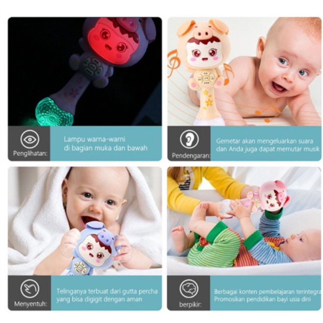 MAINAN BAYI GENGGAM/TEETHER BAYI /RATTLE HAMMER DENGAN MUSIK DAN LAMPU