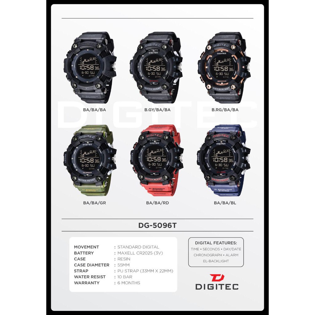Digitec ORIGINAL Type DG 5096T Digital JAM TANGAN PRIA DG5096T DG5096 T
