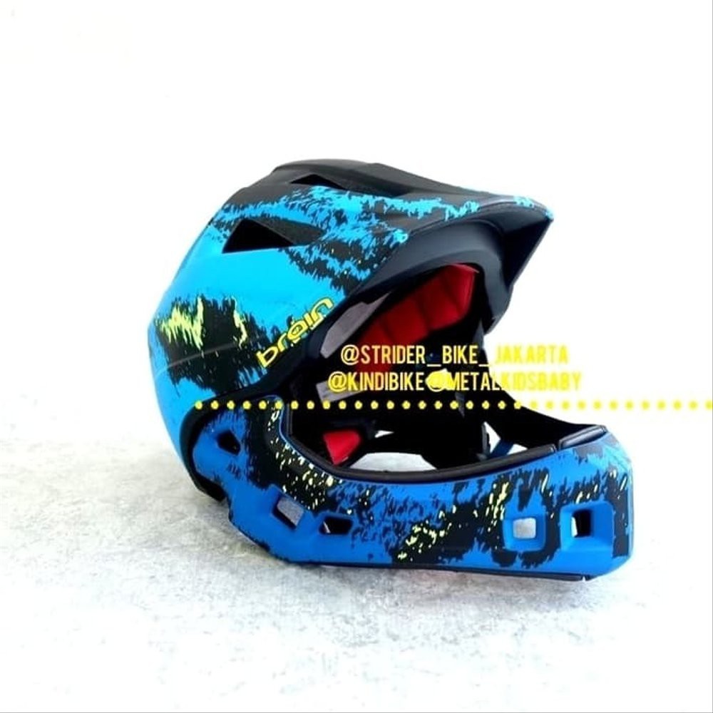 Push Bike Balance Bike Strider Helm Sepeda Anak Full Face Brain Blue