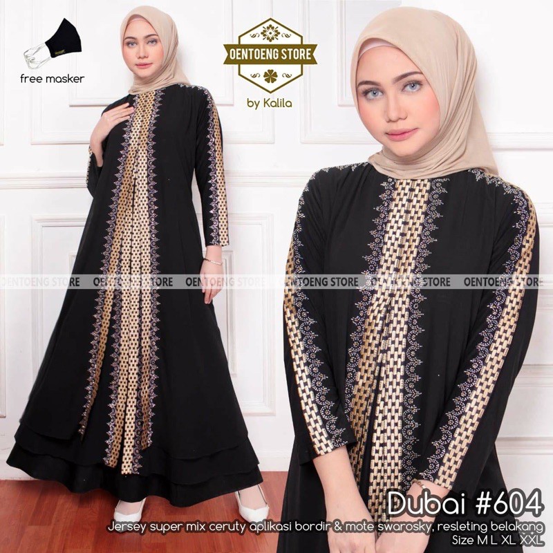OK - GAMIS ELEGANT DRESS DUBAI #604 BUSANA MUSLIM BY OENTOENG STORE | PAKAIAN WANITA BORDIR TRENDY
