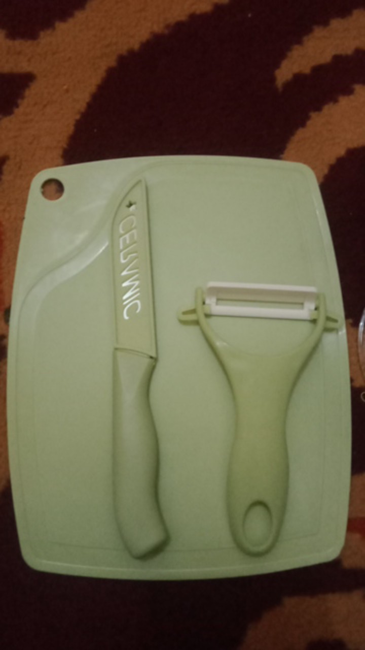 Pisau Set Keramik / 3 In 1 Pisau Set Talenan / Serutan Buah / Alat Set Dapur