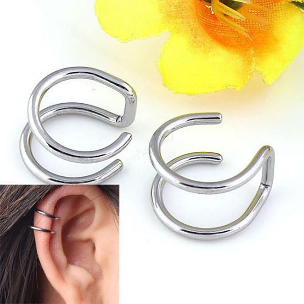 Timekey 1 Pasang Anting Klip on Tanpa Tindik Bahan Baja Untuk Wanita A8K1