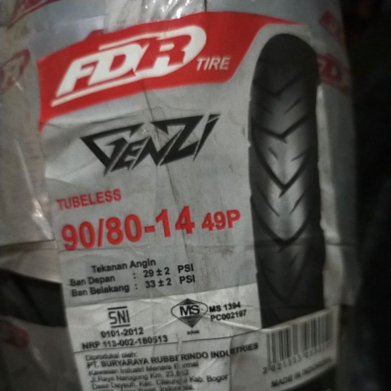 FDR BAN LUAR 90/80 RING 14 TUBELESS BEAT VARIO MIO SCOOPY