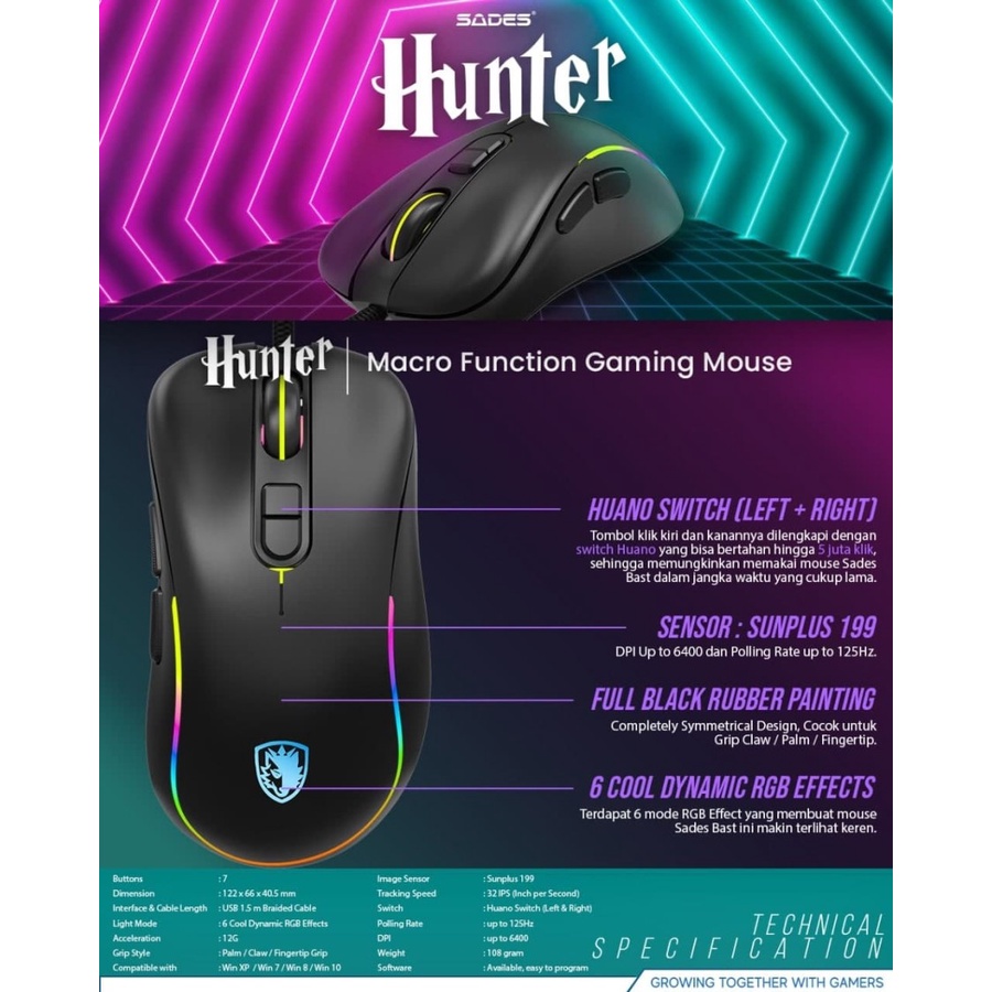 MOUSE GAMING SADES S9 HUNTER