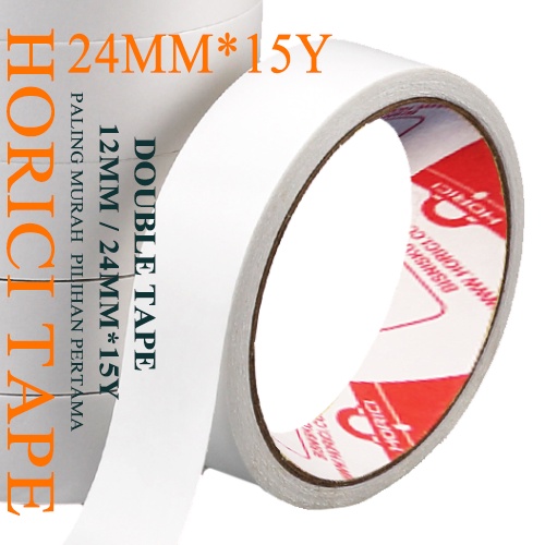 MEREK HORICI ASLI 24mm x 15Y &amp; 12mm x 15Y Selotip Murah Berkualitas Isolasi Double Tape