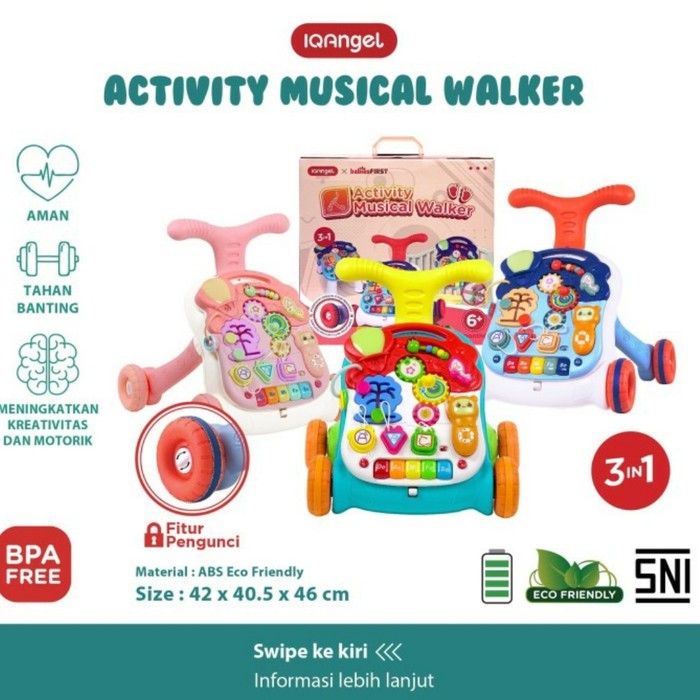 IQ ANGEL Musical Activity Walker Baby Push Walker with Toys