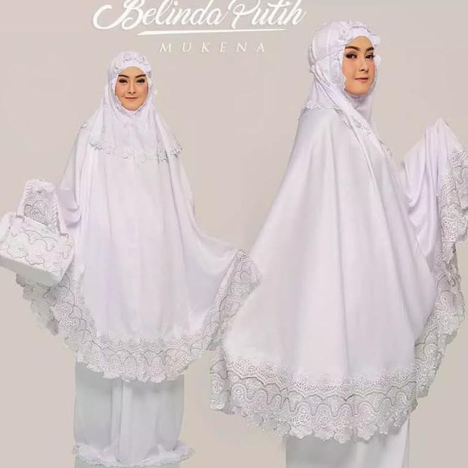 Mukena Putih Sutra Bordir Fashion Muslim Bali Elegan Dewasa Terbaru - Putih Kode 165