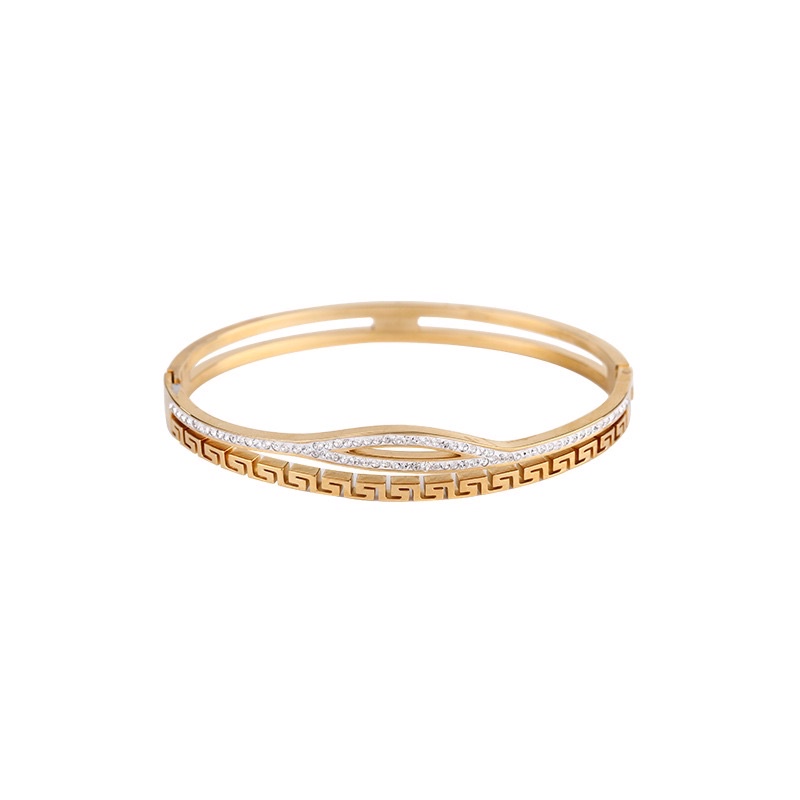 Gelang bangle relief dinasti zircon titanium anti karat