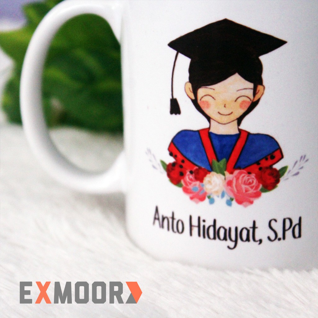 Kado Wisuda Mug Graduation Doodle Wisudawan