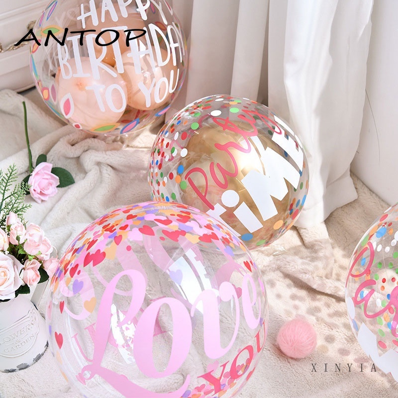 20 Inch Printed BOBO Balloon Happy Birthday Transparent Balloon Anniversary Party Decoration ANTOP