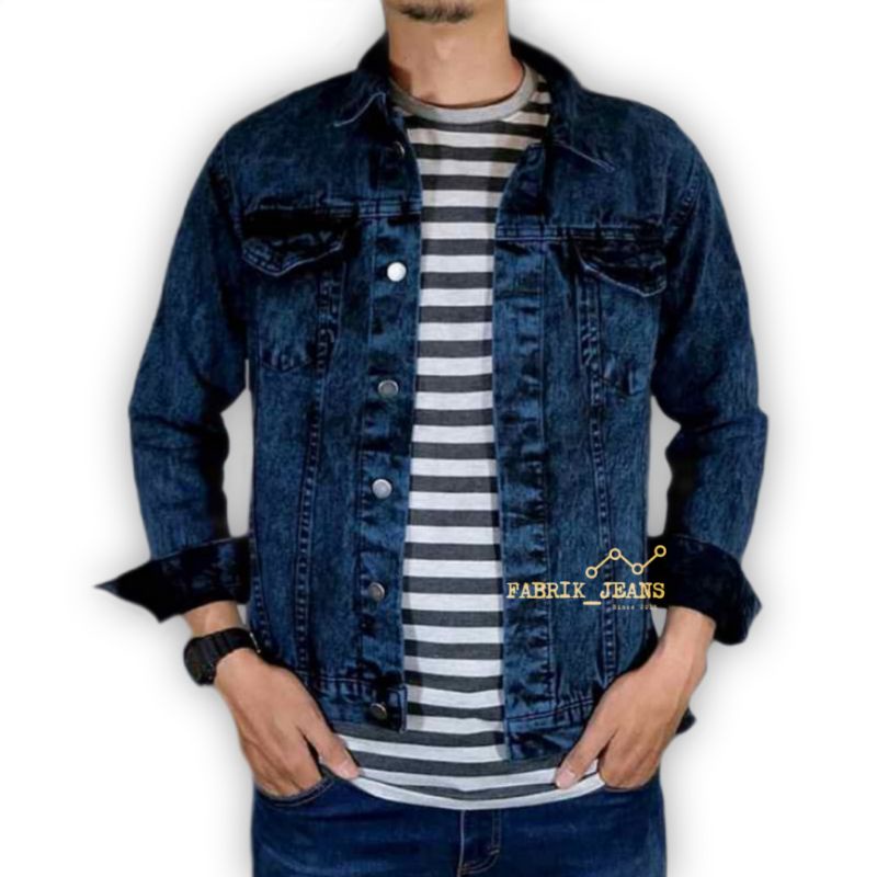 Jaket Jeans Levis Pria SANDWASH BIRU Bahan Denim Tebal Ukuran M L XL XXL
