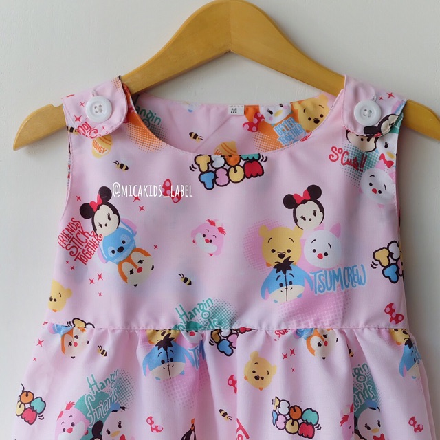 Dress tsum tsum anak daster anak soft pink