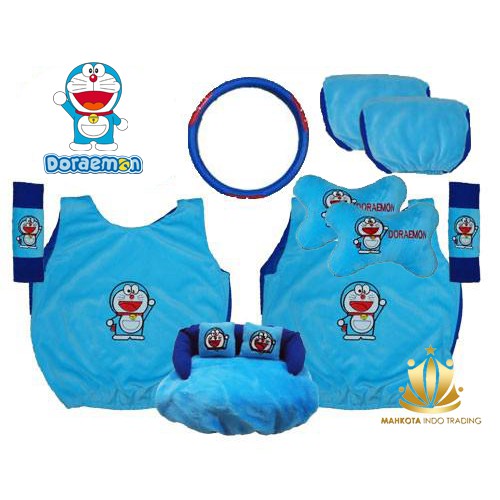 Sarung Jok Mobil Universal 6 in 1 / Bantal Mobil / Car Set Mobil Doraemon 6in1