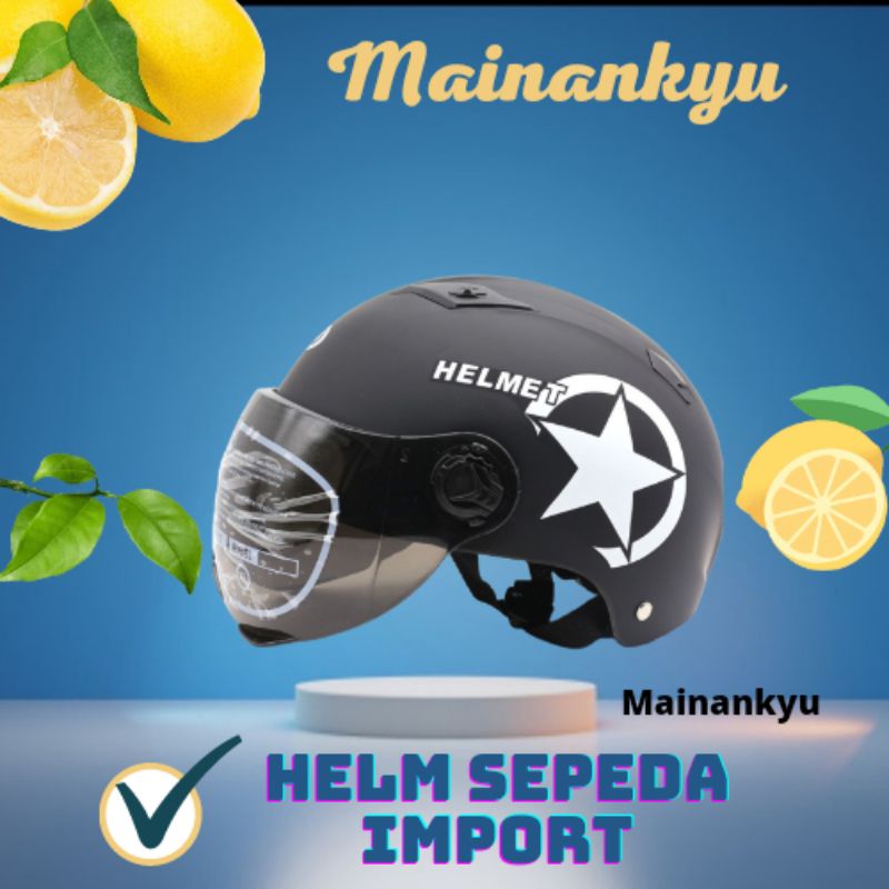 (MAINANKYU) ZORO Helm Sepeda Skuter Motor Elektrik Half Face Visor - Black