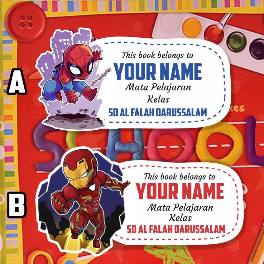 

Paling Diminati! Stiker nama sampul buku Tulis Tema Avengers Spiderman, Iron Man