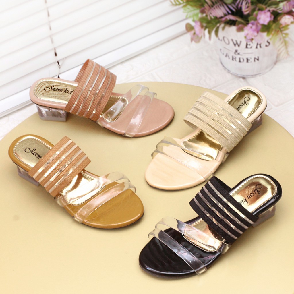Sandal Heels Anak Perempuan Hak Kaca Chunky Jelly Tali Sendal Sepatu Pesta Anak Cewe MEGi01 G01