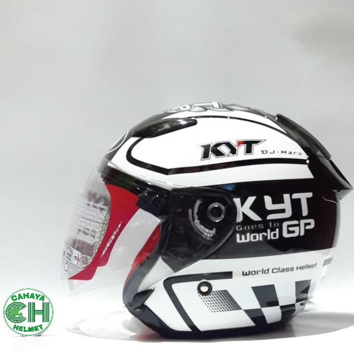 Helm KYT DJ Maru Motif World GP Helmet Putih