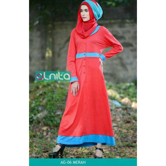Gamis ALNITA AG 06 Merah, Tosca || Gamis Promo || Alnita Nibras Haihai