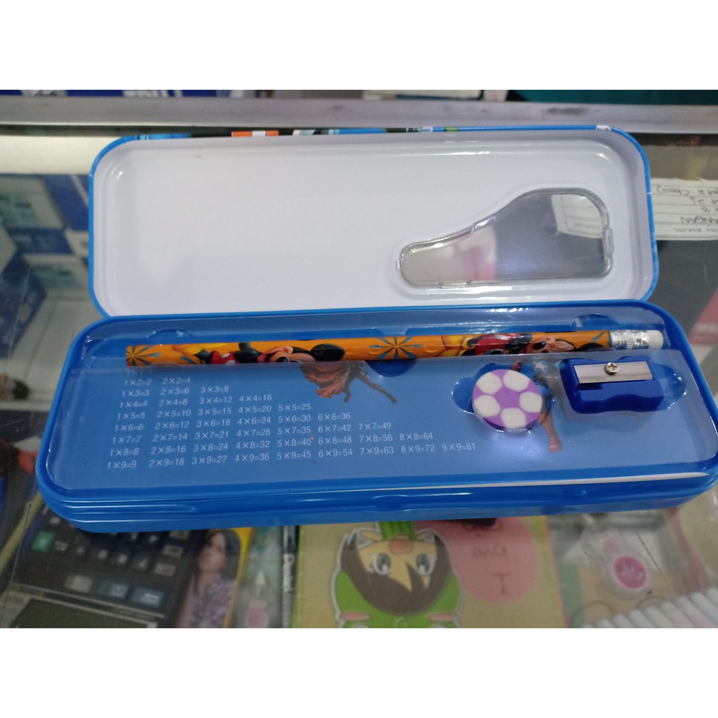 1 Set Tempat  Pensil  Karakter Kaleng Untuk  Anak Shopee 