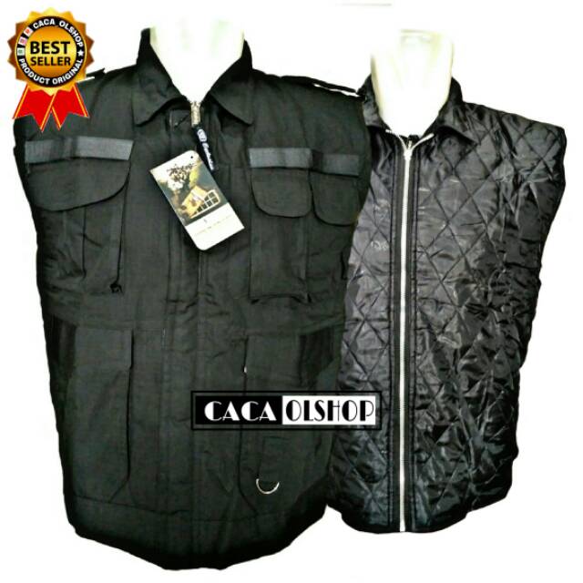 Jaket Rompi Lapangan Hitam Ripstok Bolak Balik Merk AR Exclusive