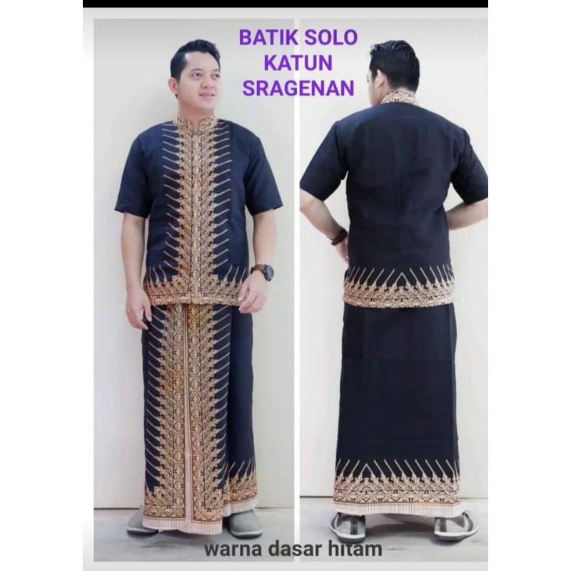 baju koko batik set sarung berkualitas asli batik solo