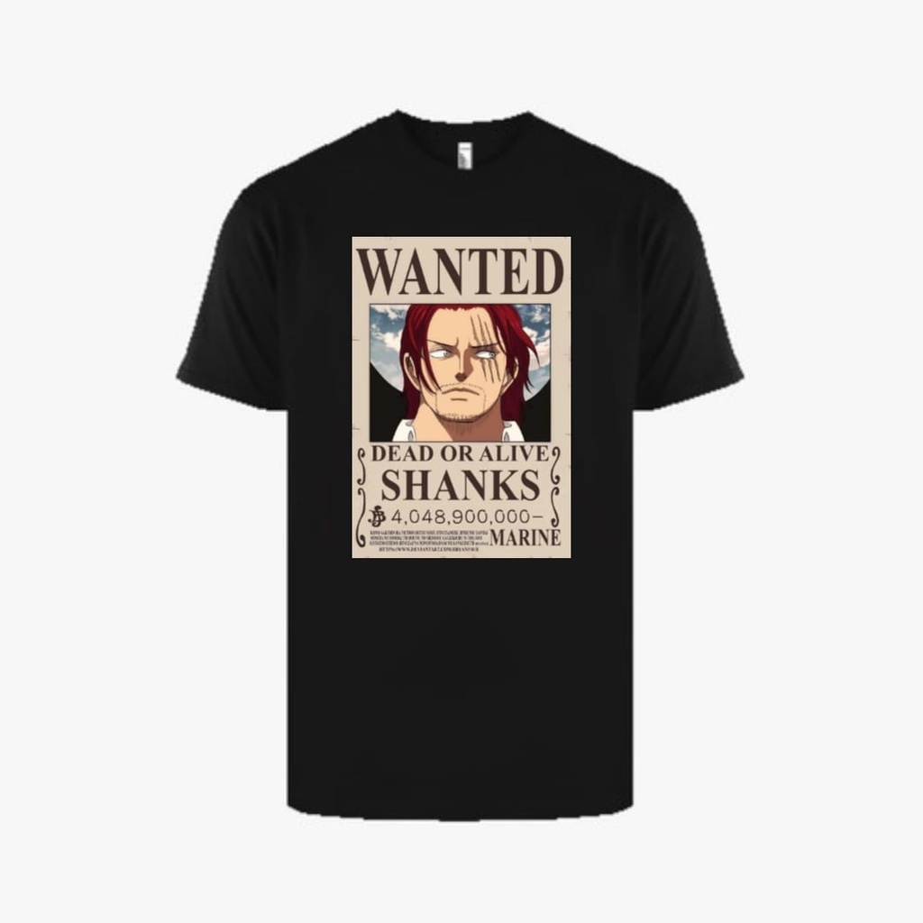 KAOS BAJU ONE PIECE BOUNTY POSTER SHANKS AKAGAMI ONE PIECE / KAOS T-SHIRT SHANKS ONE PIECE KRU