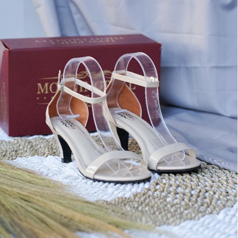 sepatu wanita MORNINGBELL high heels strap Glossy hak 5cm