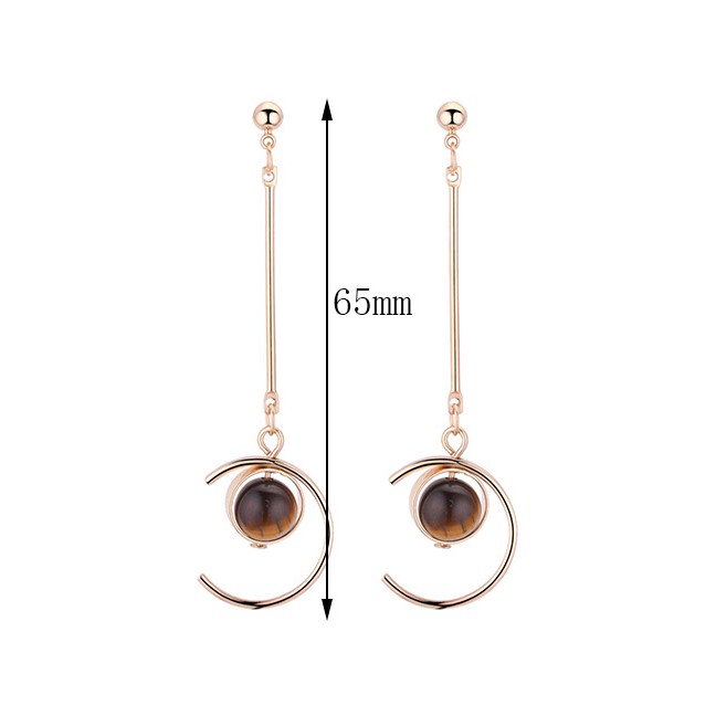 LRC Anting Tusuk Fashion Semicircle Shape Decorated Earrings