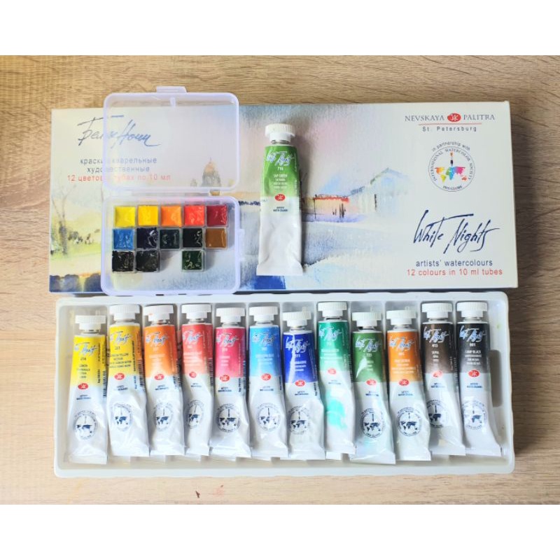 

[READY] ST PETERSBURG WHITE NIGHTS NEVSKAYA PALITRA professional watercolor SHARE MINI PAN 12+1 FREE