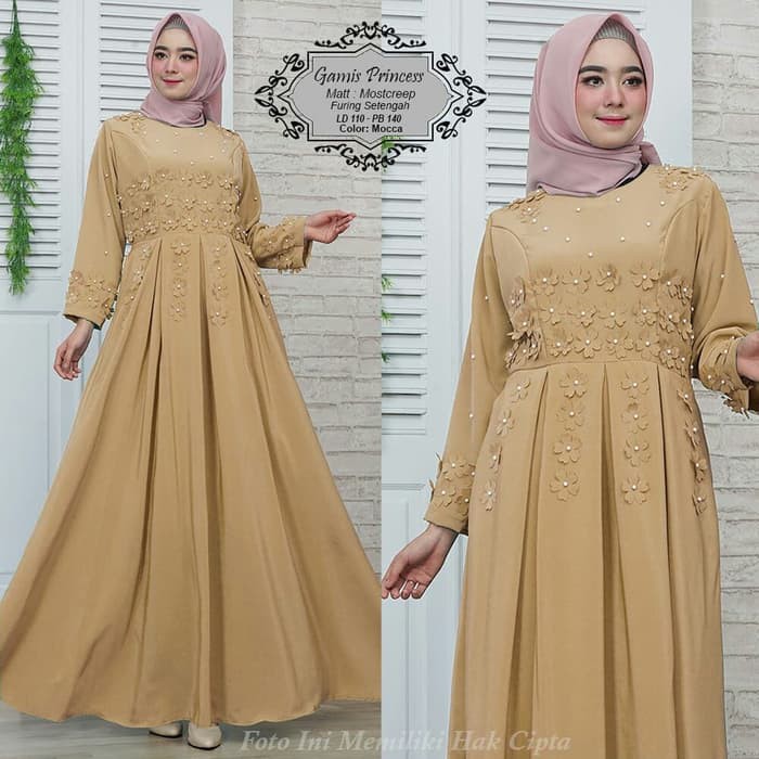 BAJU GAMIS MEWAH PRINCESS MOCCA / BAJU DRESS GAMIS MEWAH MUTIARA