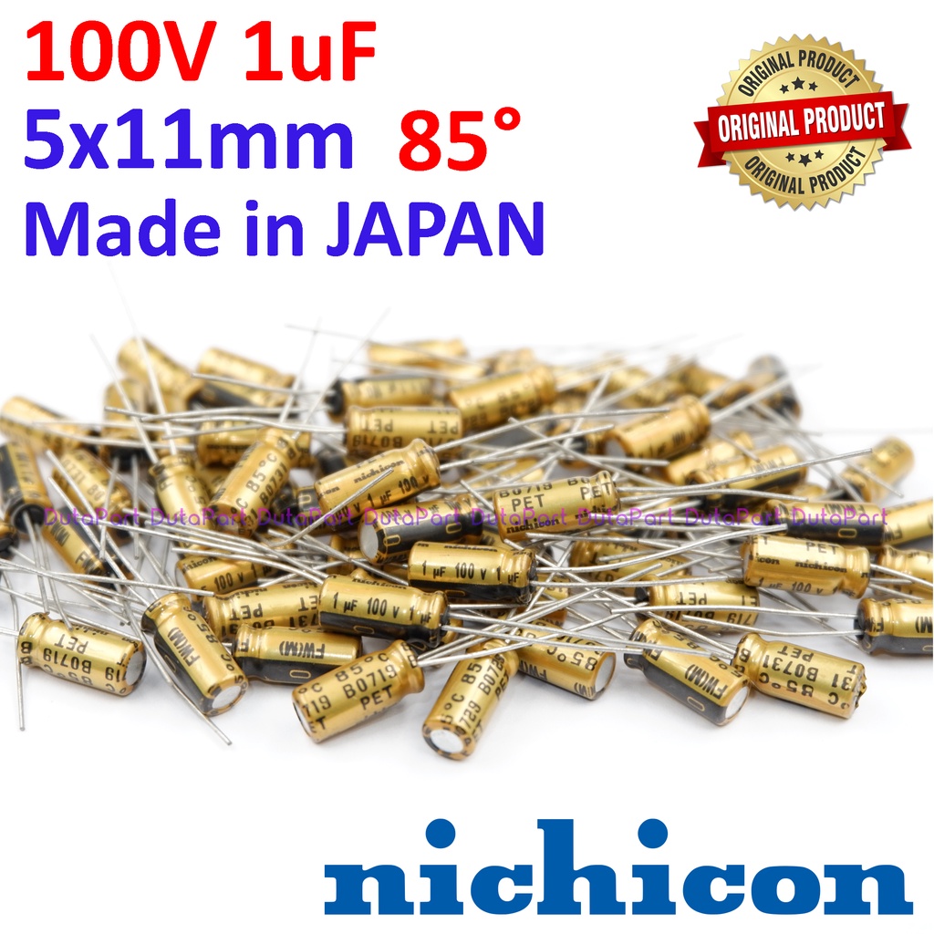 100V 1uF ORIGINAL NICHICON GOLD JAPAN Kapasitor Capasitor Elko Elco