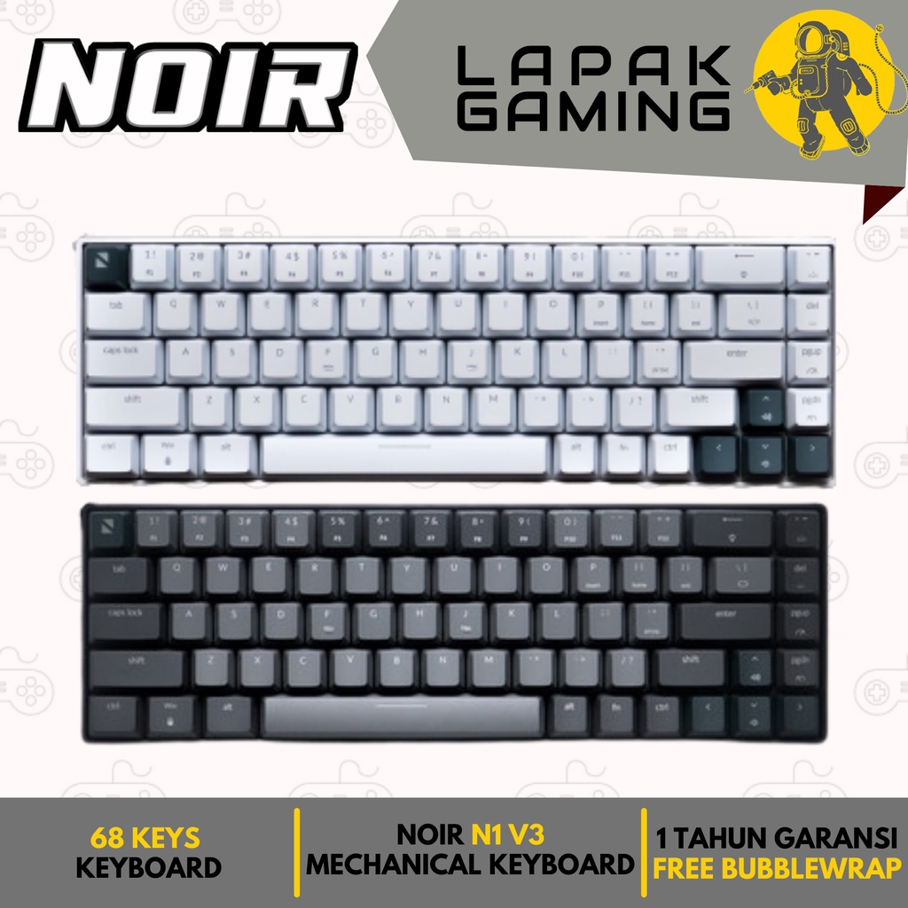 Noir N1 Mechanical Gaming Keyboard 65% Wireless Bluetooth RGB Hotswappable