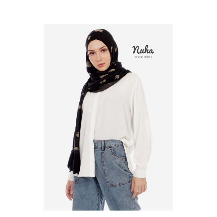 Dijual NUHA SPADE BLACK - PREMIUM HIJAB SHAWL KERUDUNG JILBAB INSTAN Limited