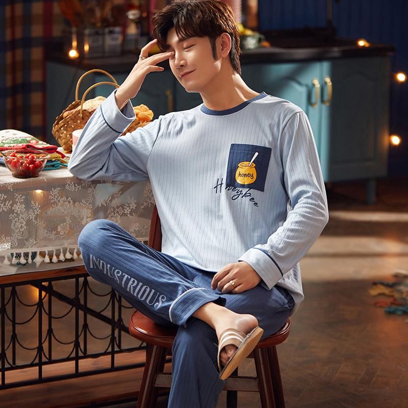 SETELAN BAJU TIDUR COWOK LENGAN PANJANG KOREA STYLE SIZE L-XXXL