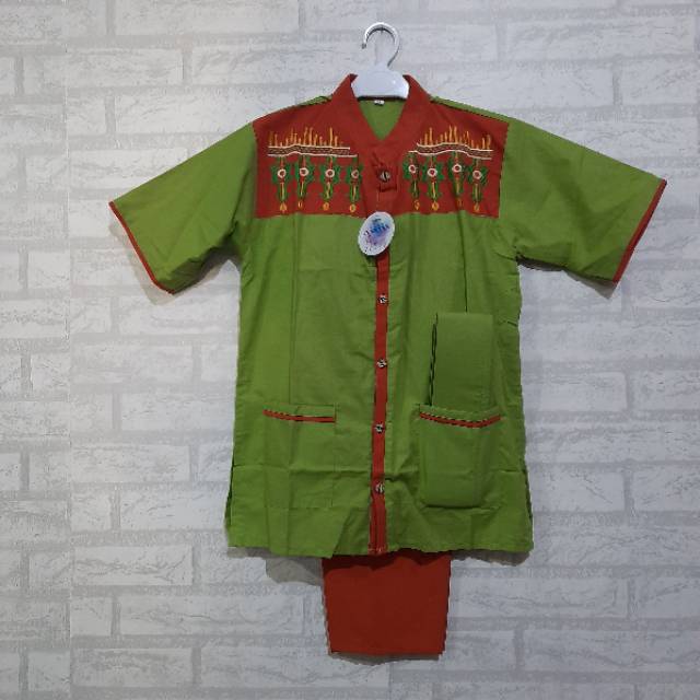 AHZA BAJU KOKO BOBO KIDS BORDIR ANAK SET PECI SIZE 1-15