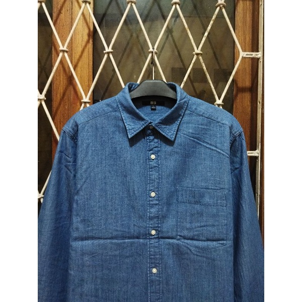 kemeja jeans uniqlo second original L kemeja kasual pria murah terlaris