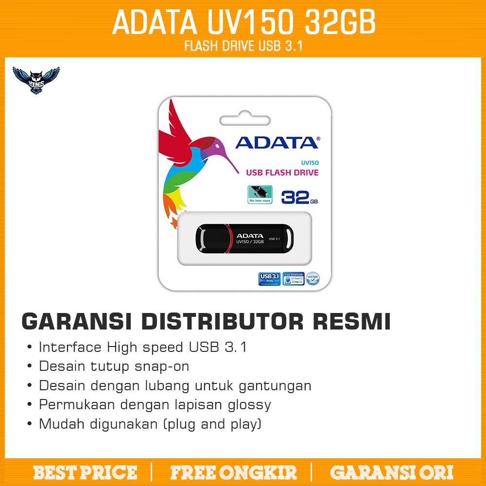 Flash Disk ADATA UV150 - 32GB Flash Drive USB 3.1 Super Speed