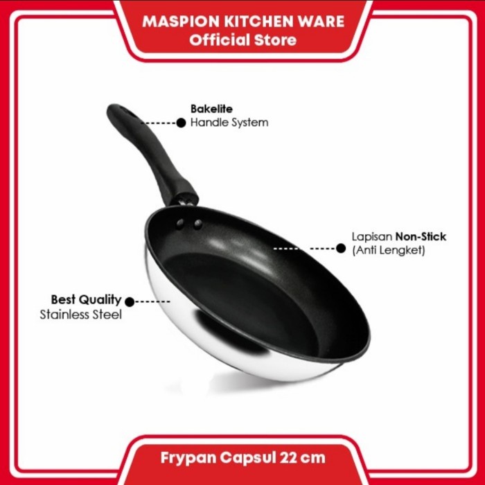 Frypan Capsul 22cm Frypan Stainless Steel Dengan Lapisan Teflon