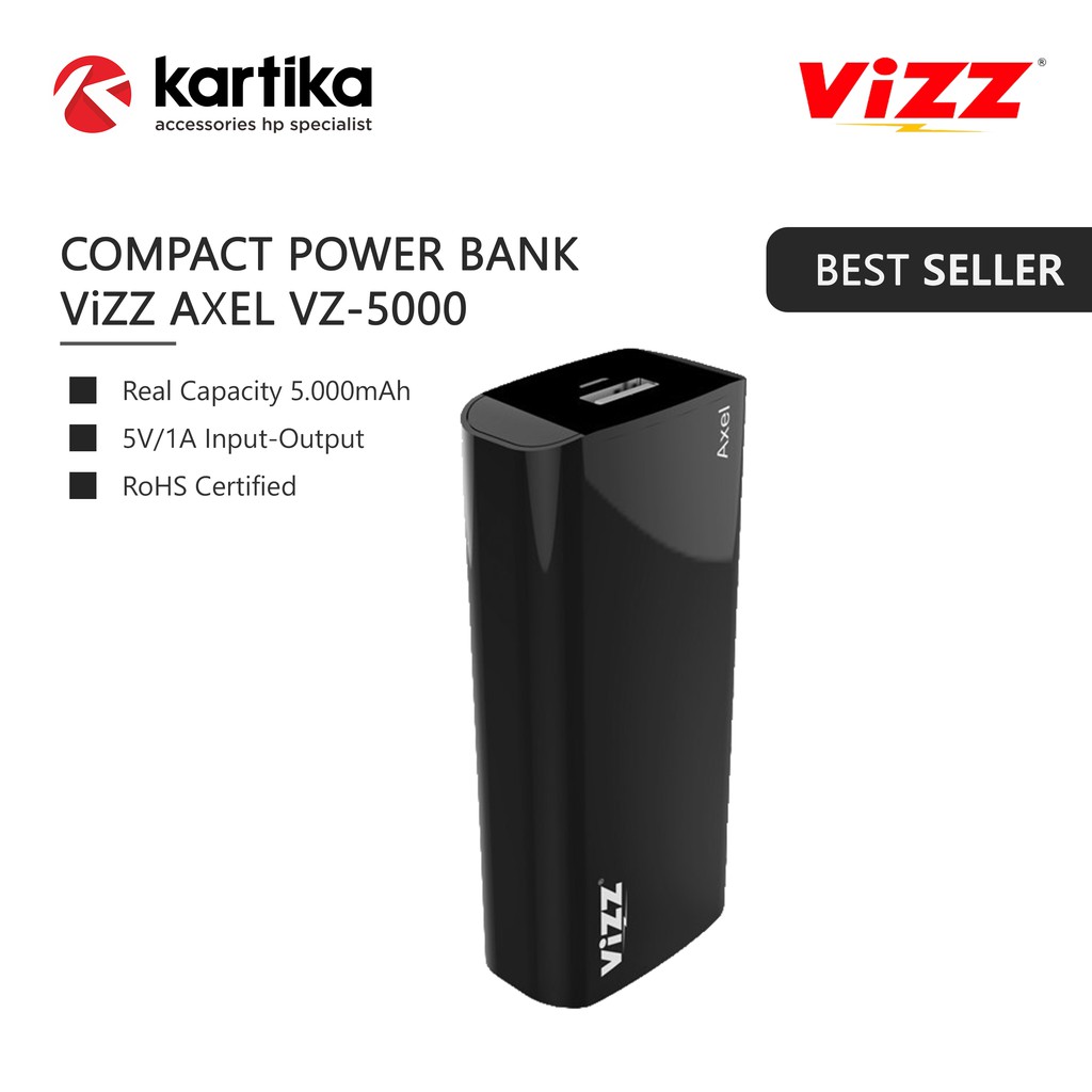 VIZZ AXEL VZ-5000 Compact Powerbank 5000mAh RoHS Certified