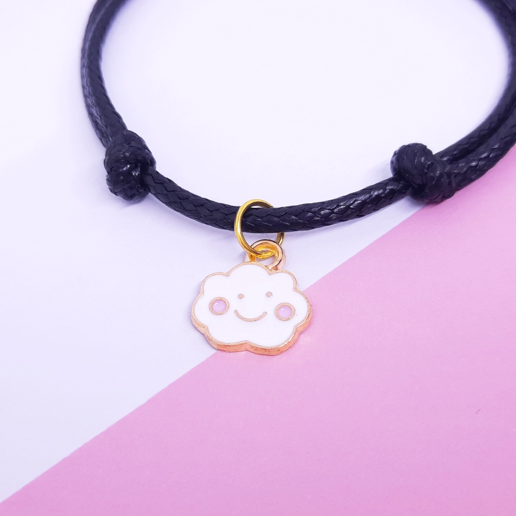 Gelang Couple Sahabat Pacar Bestie 3 Orang Tali Korea Hitam Polos Murah