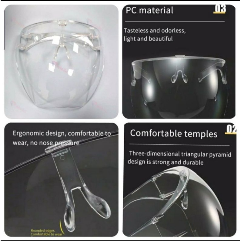 COD Acylic Face Shield Acrylic Full Face, Clear Glass Acrylic P10