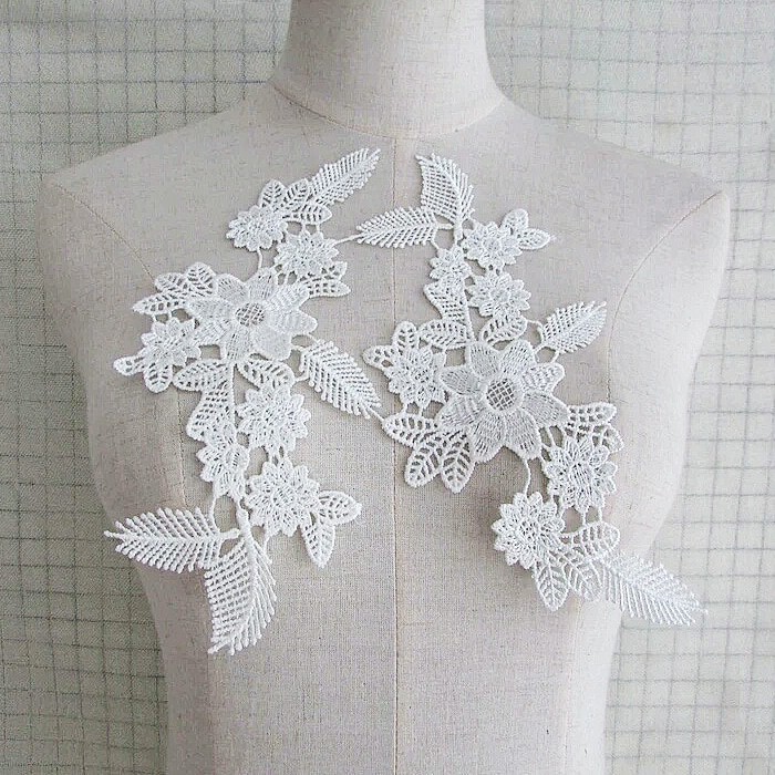 sepasang lace/bordir/patch/bordir kebaya/bordir tempel/bordir bunga