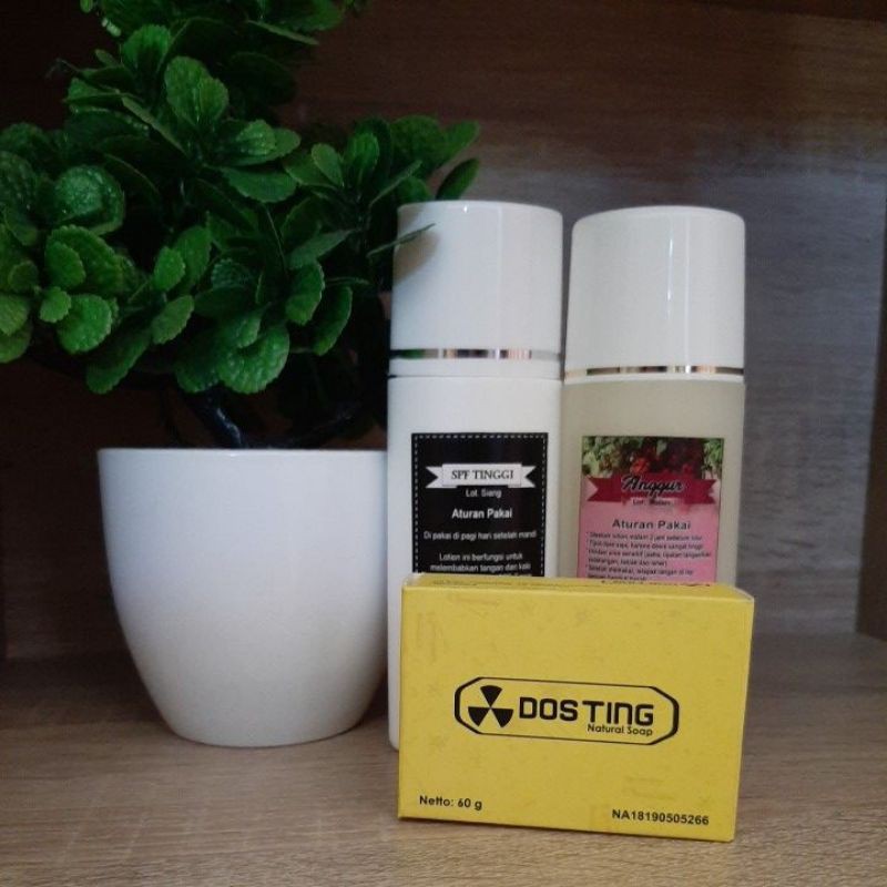 PAKET Lotion Dosting Anggur Kilat (Siang Malam Sabun Padat)