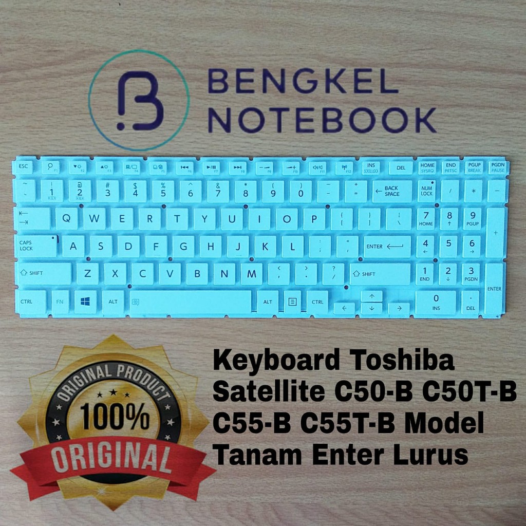 Keyboard Toshiba Satellite C50-B C50T-B C50D-B C55-B C55T-B C55D-B Model Tanam Enter Lurus White