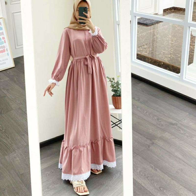 Raline Dress gamis busui gamis renda gamis polos