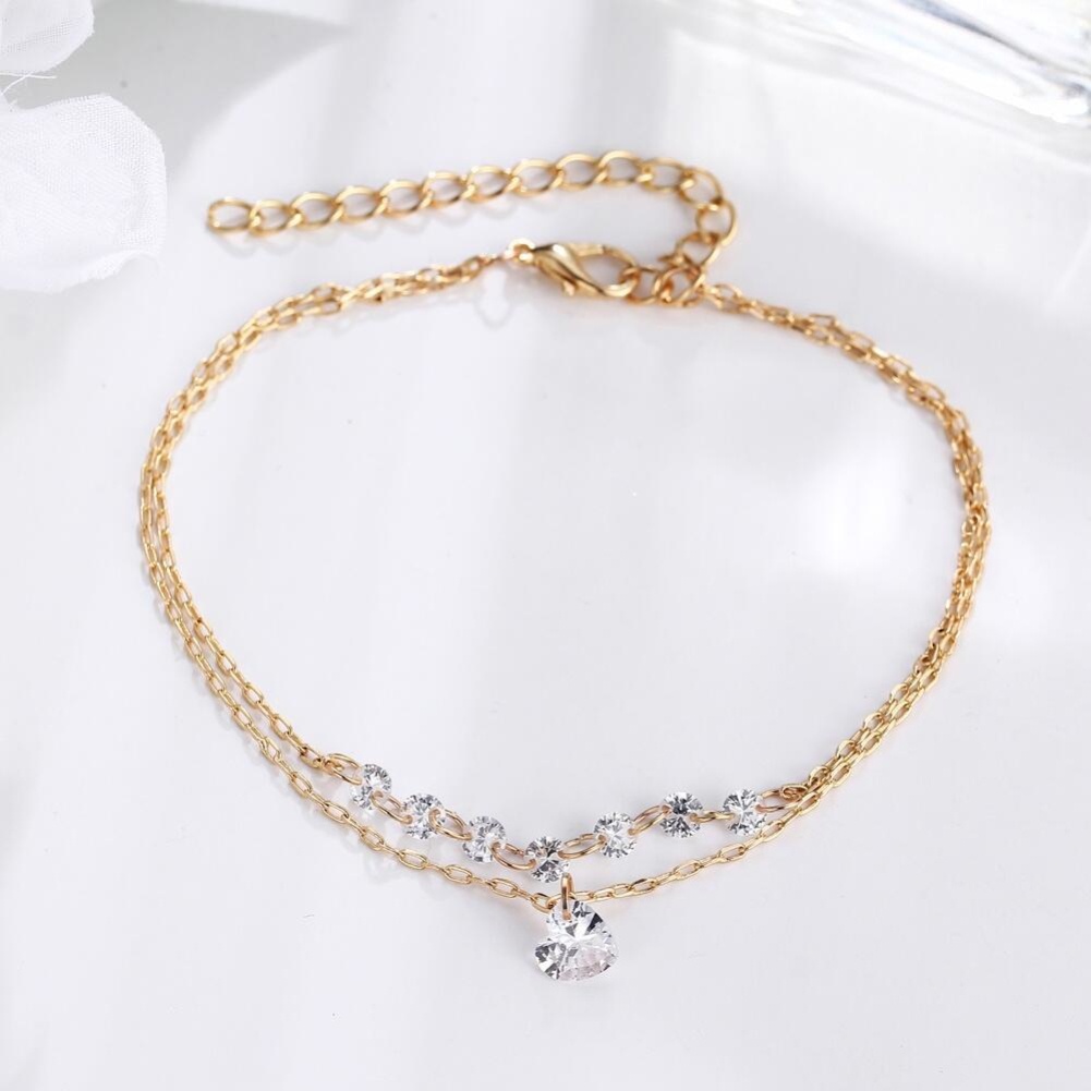 Hu Hu Hu Hu Hu Alat Bantu Pasang Kacamata♡ Gelang Berlian Imitasi Model Double Layer Bentuk Hati Untuk Wanita