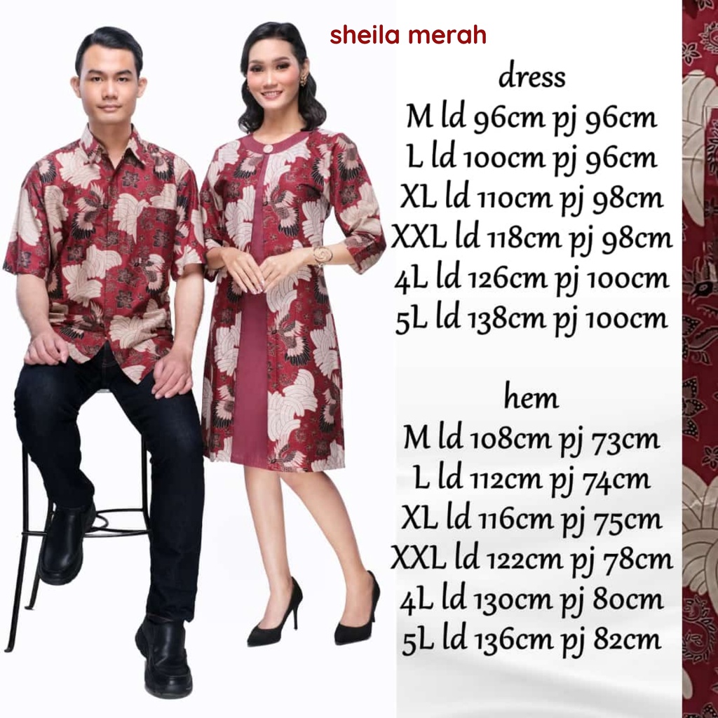 BATIK COUPLE KELUARGA SARIMBIT PASANGAN MUDA AYAH IBU ANAK  PREMIUM FAMILY JUMBO MODERN MURAH KEKINIAN TERBARU TUNIK DRESS SHEILA MERAH CAMISOLA CLOTHING