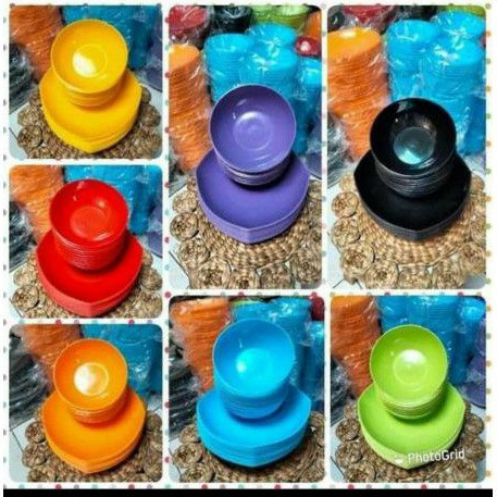 1 LUSIN Piring+Mangkok) PIRING PLASTIK DG WARE / JITU, MANGKOK PLASTIK FOOD GRADE TAHAN PANAS