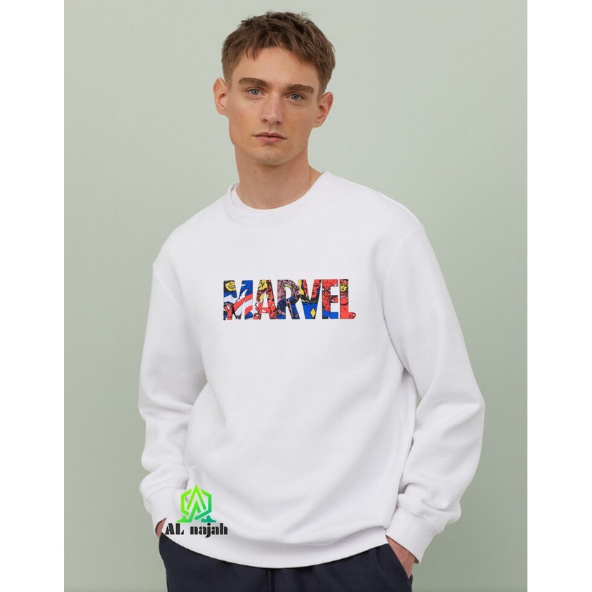 sasuke.id - Crewneck Sweater Distro Casual NASA MARVEL H&amp;M / switer pria dewasa terbaru 2021 keren distro Sweater Pria MARVEL/ Hoodie NASA MARVEL/ jaket pria distro MARVEL HnM